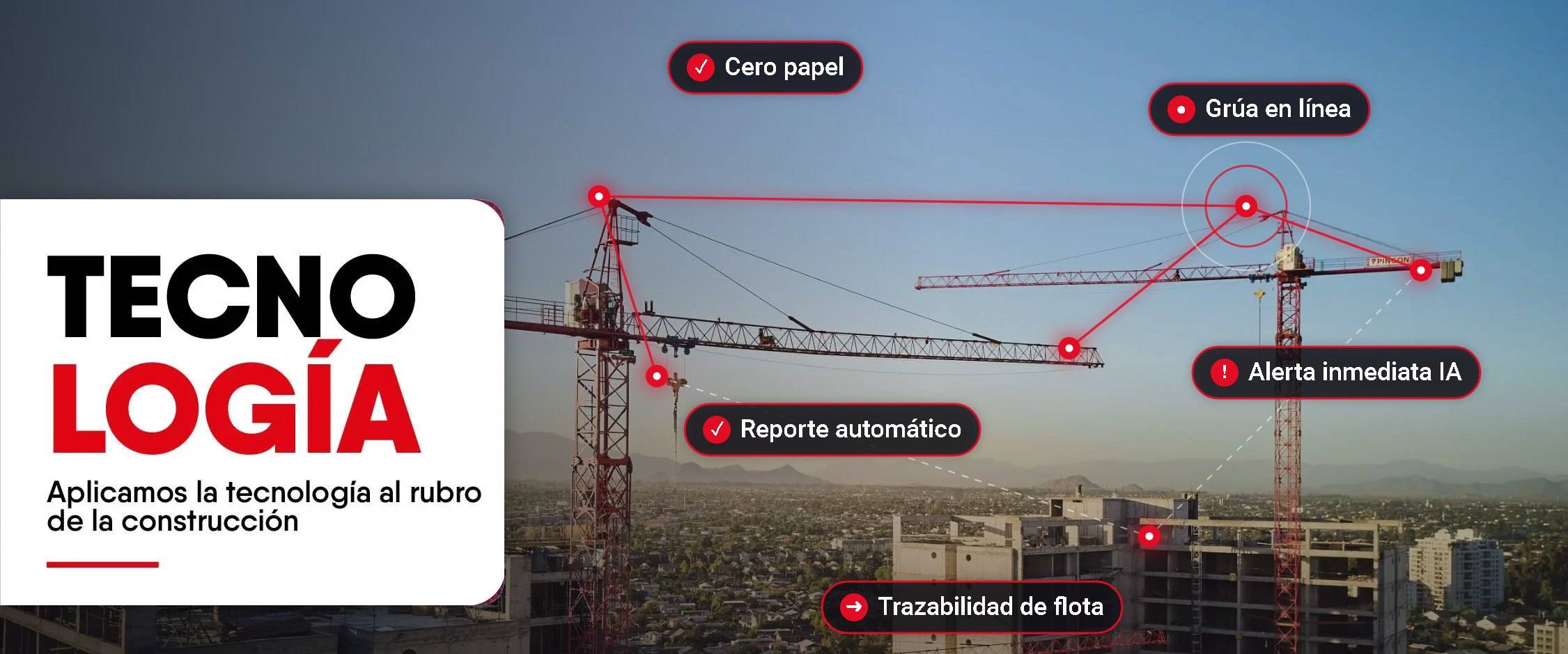 Grúas torre Pingon con reportes automáticos, alertas con IA y trazabilidad de flota
