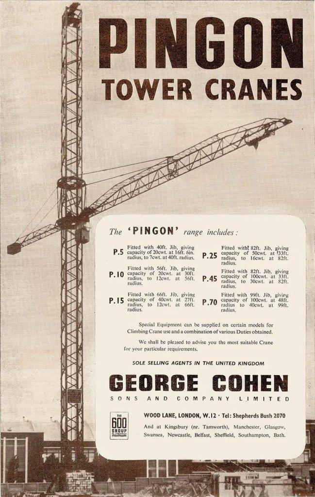 Aviso histórico de grúas torre Pingon
